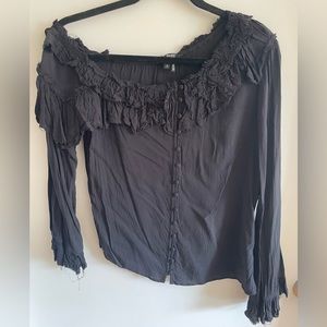 Paige black off the shoulder symmetrical blouse